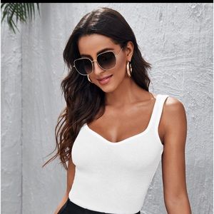 SHEIN rib knit tank top, white, XS